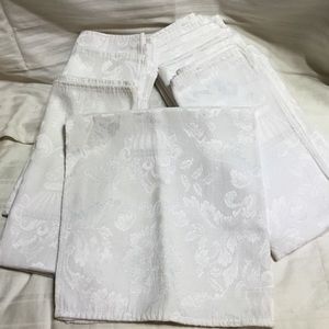 8 Dinner napkins, white on white, no stains/tears